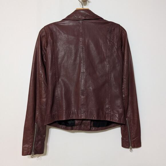Madewell Washed Leather Motorcycle Jacket Size XS Cabernet Wine Preowned - Picture 5 of 14